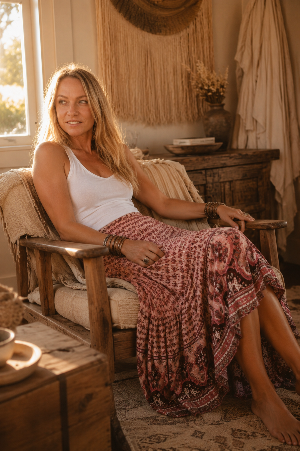 Sunset Road Peach Wrap skirt