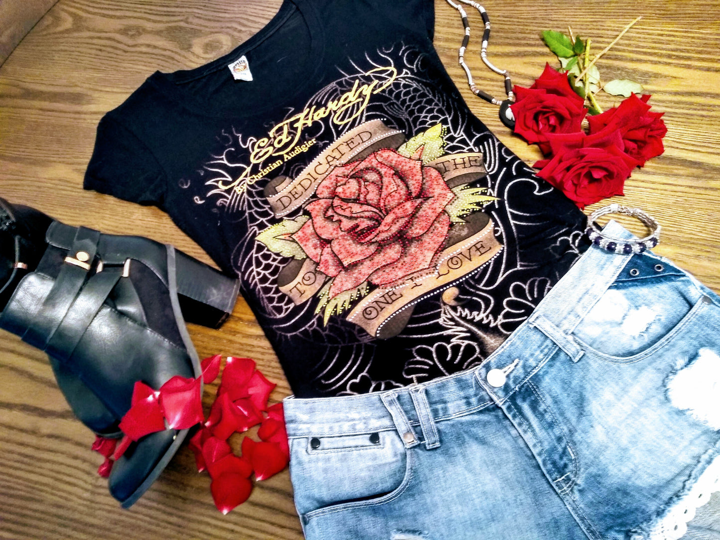 Ed Hardy sequined embellished tee