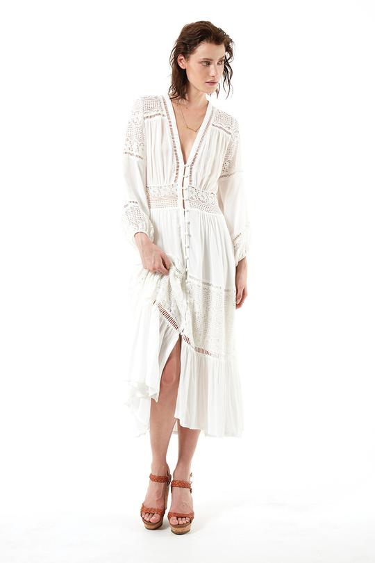 Olivia White Luxe Lace Midi Dress
