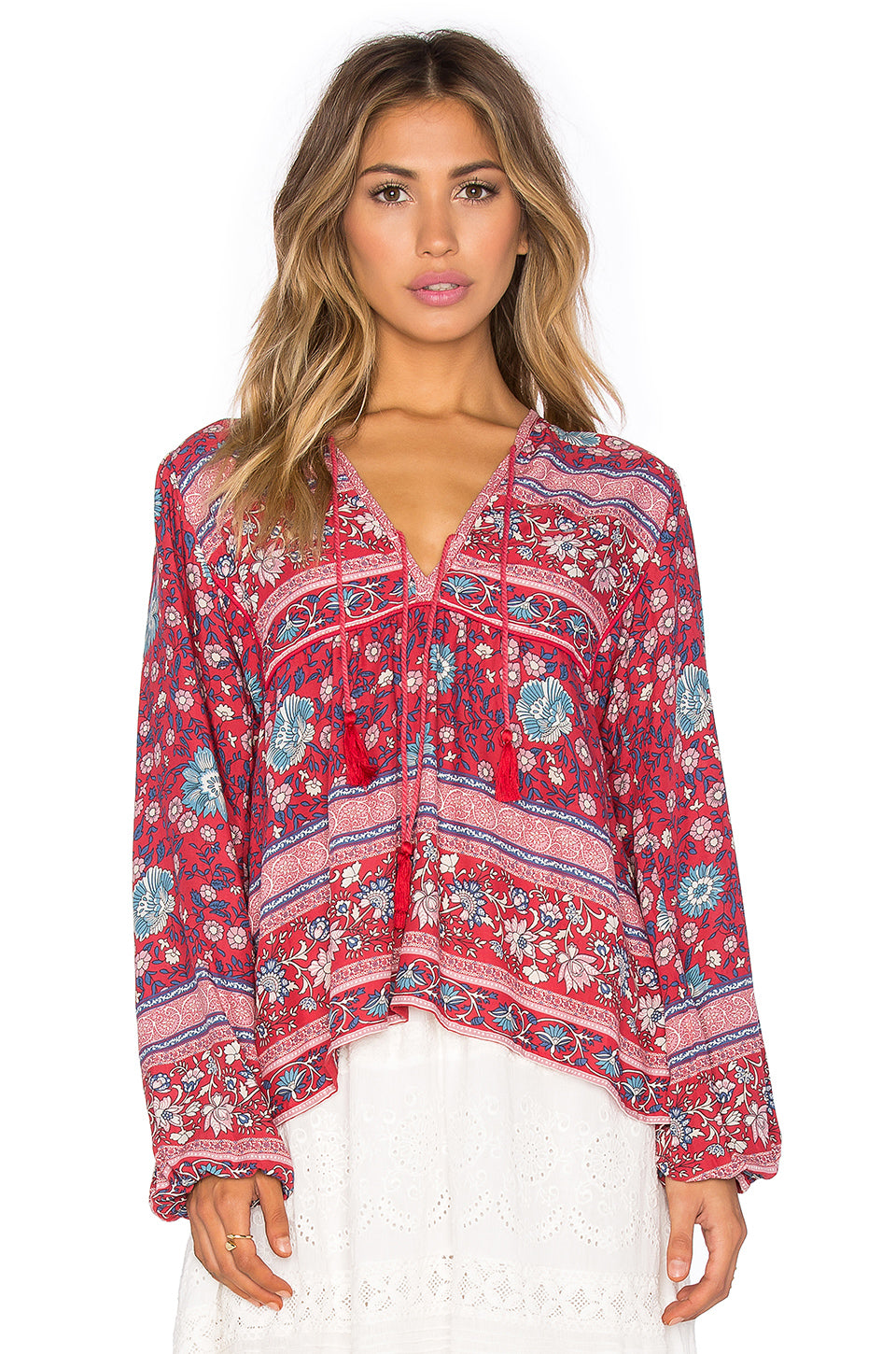 Folk Town Wine Blouse