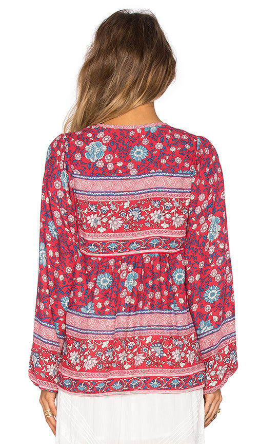 Folk Town Wine Blouse