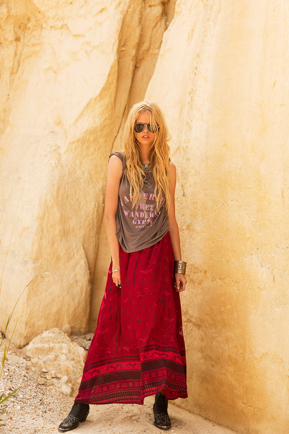 Phoenix Magenta Maxi Skirt