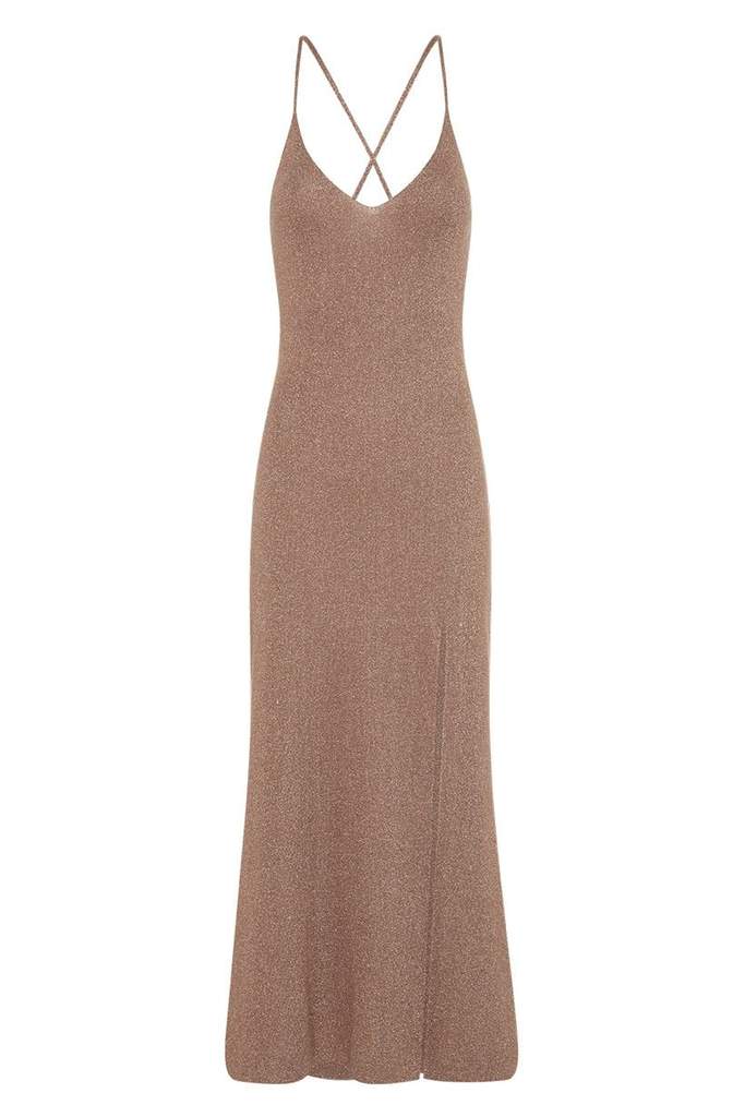 Petra Metallic Knit Slip Dress