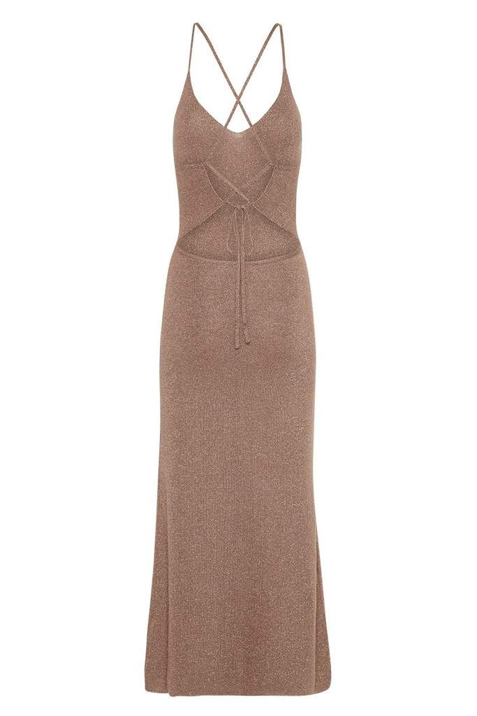 Petra Metallic Knit Slip Dress