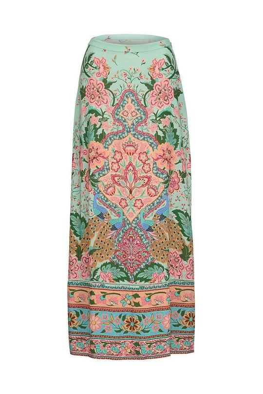 Lotus Peacock Maxi Split Skirt
