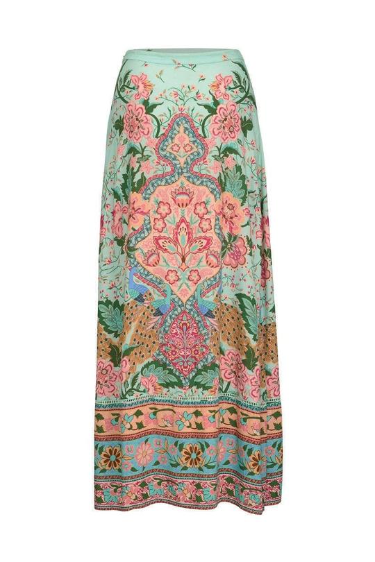 Lotus Peacock Maxi Split Skirt