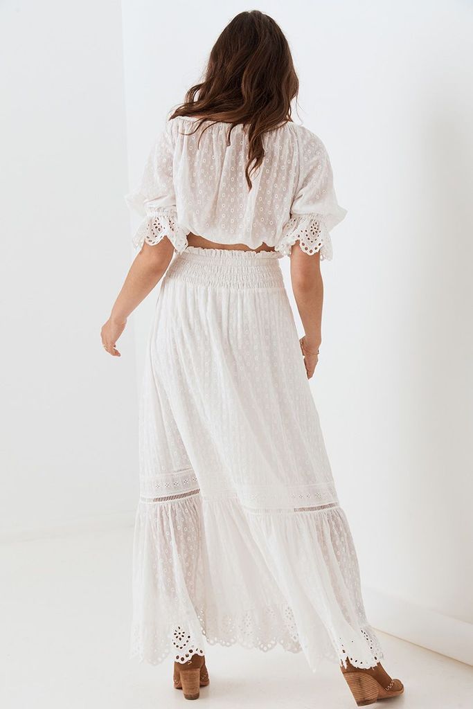 Daisy Chain White Maxi Skirt
