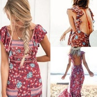 Folktown Wine Frill Dress