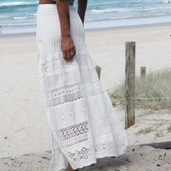 Sahara Lace Split Maxi Skirt