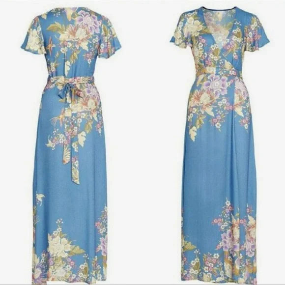 Blue Skies Maxi Wrap Dress