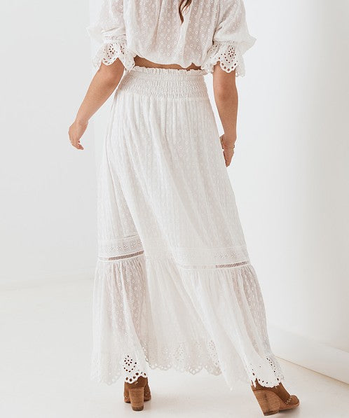 Daisy Chain White Maxi Skirt