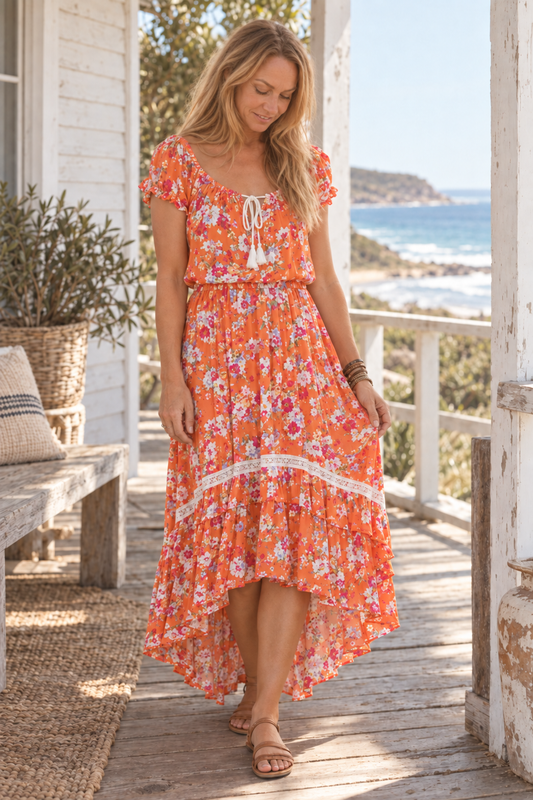 Orange Midi Dress