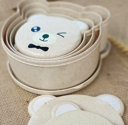 Wheat Straw Kiddie Container with Bear face