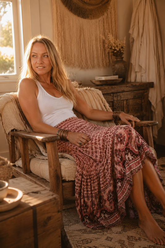 Sunset Road Peach Wrap skirt