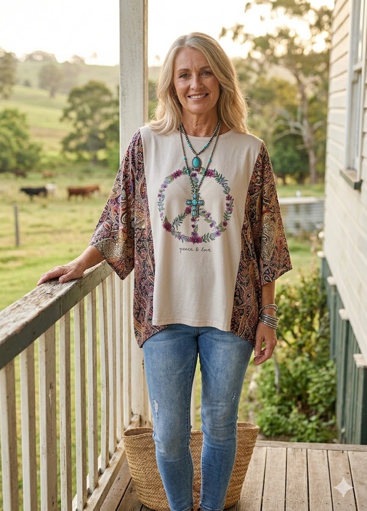 Gypsy Kimono Tee Peace and Love