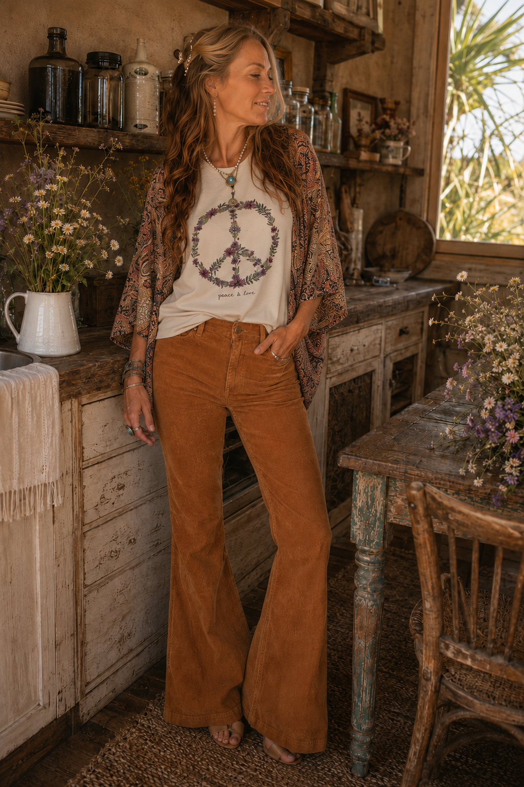 Gypsy Kimono Tee Peace and Love