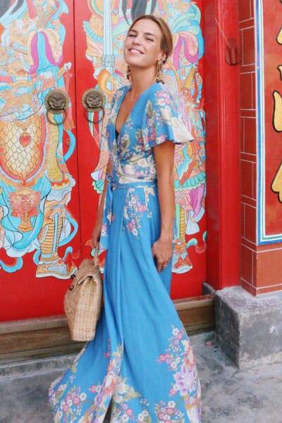 Blue Skies Maxi Wrap Dress