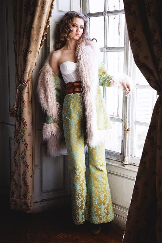 Anastasia Brocade Lace-up Flares