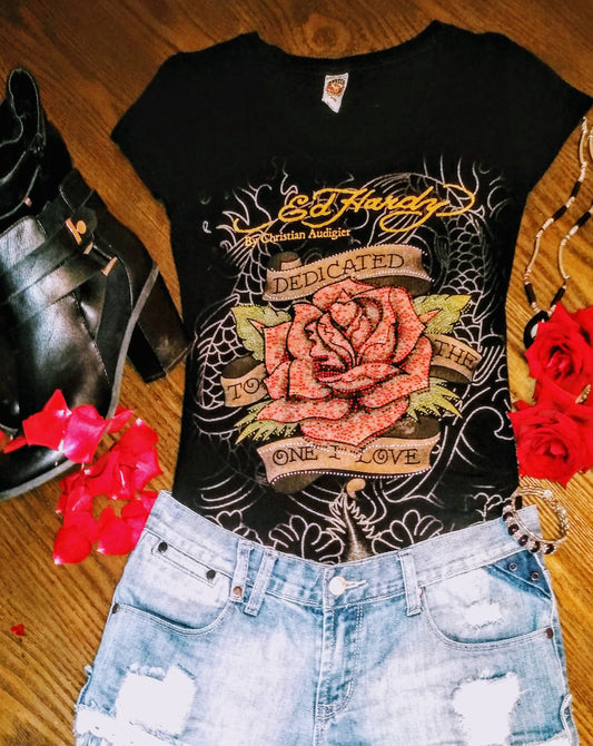 Ed Hardy sequined embellished tee