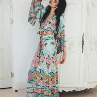 Lotus Peacock Maxi Split Skirt