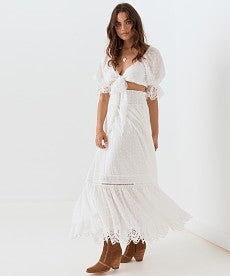 Daisy Chain White Maxi Skirt