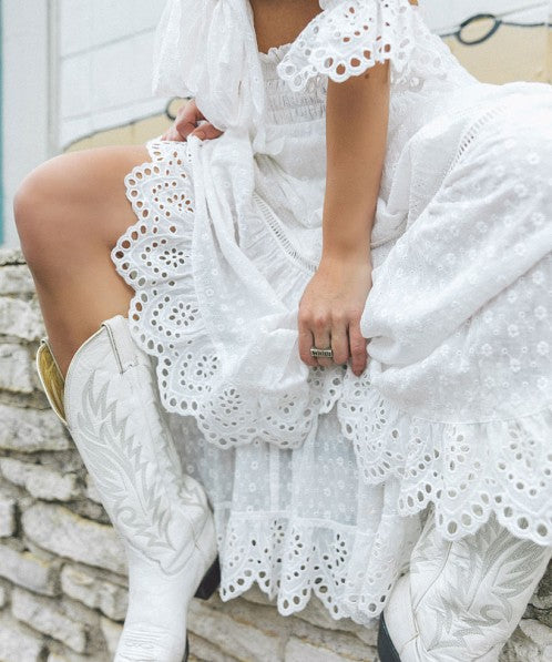Daisy Chain White Maxi Skirt