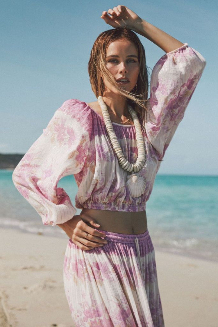 Spell & The Gypsy coco lei top and skirt lilac